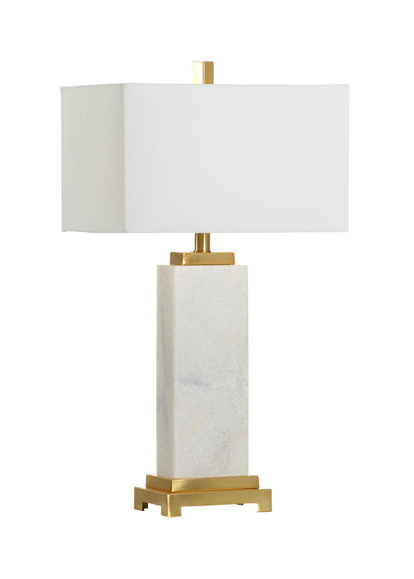 Rectangular Marble Lamp with Linen Shade
