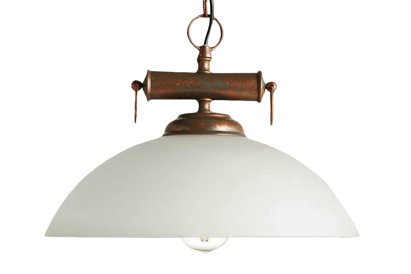 Retro Farmhouse Pendant Lamp White Glass Shade