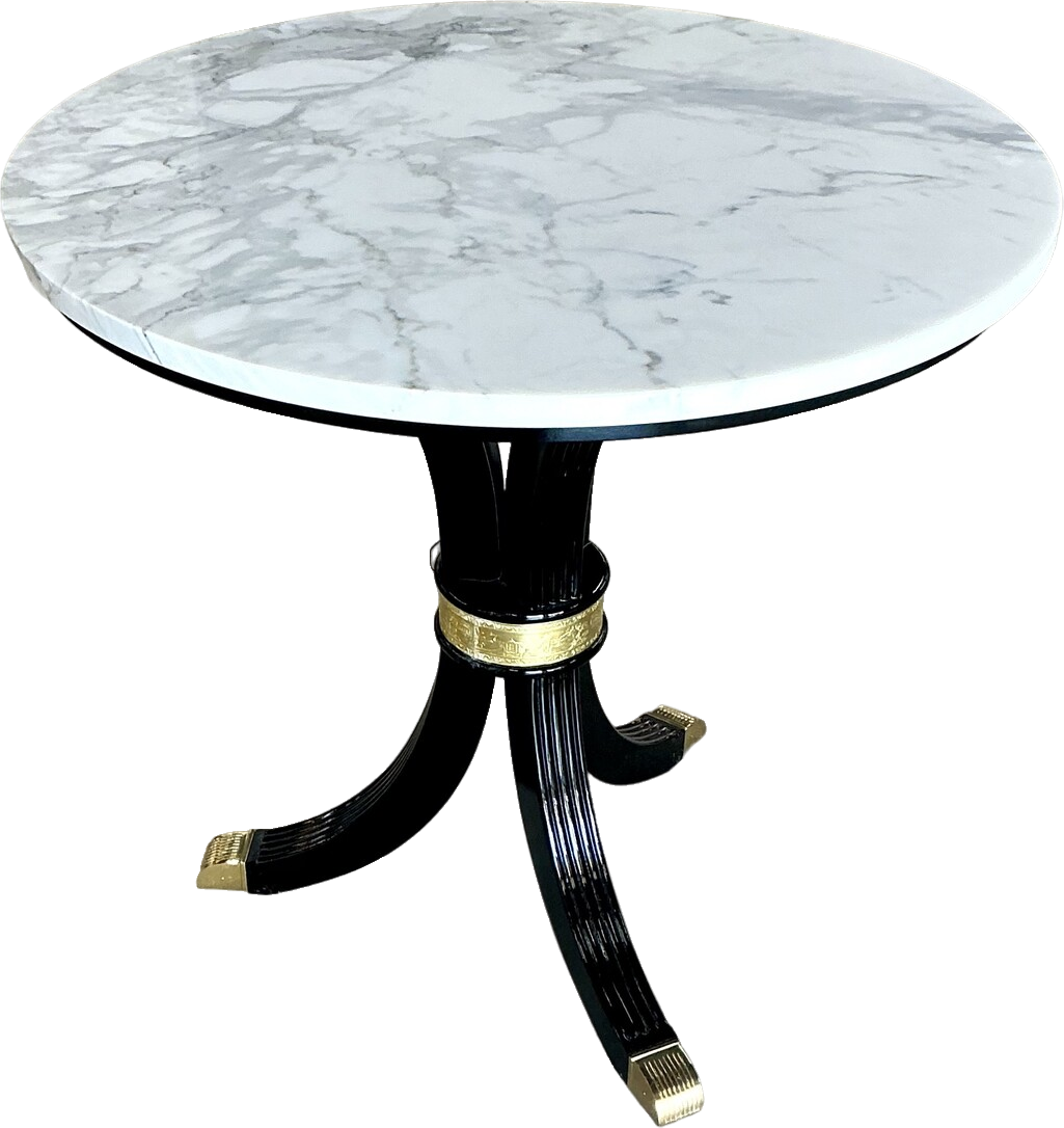 NH Flagler Collection Fluted Marble and Brass Accent Table