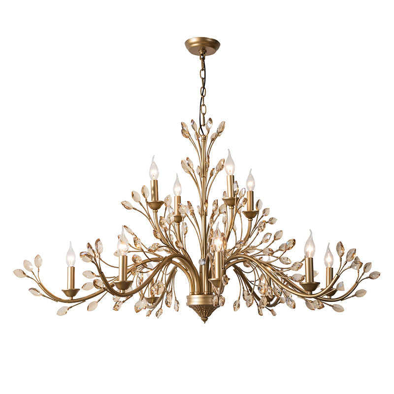 Gold Amber Crystal Branch Chandelier