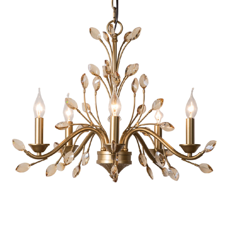 Gold Amber Crystal Branch Chandelier
