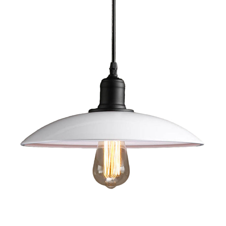 Audrey Metal Pot Lid Pendant Light (in Black or White)