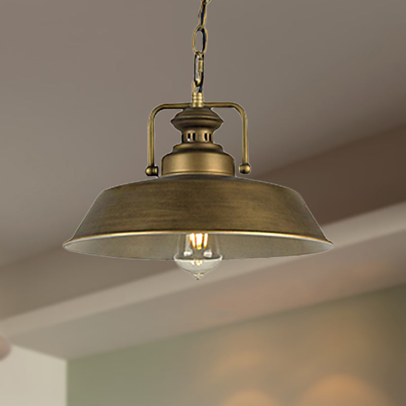 Vintage Metallic Barn Shade Pendant Lamp Antique Brass Finish