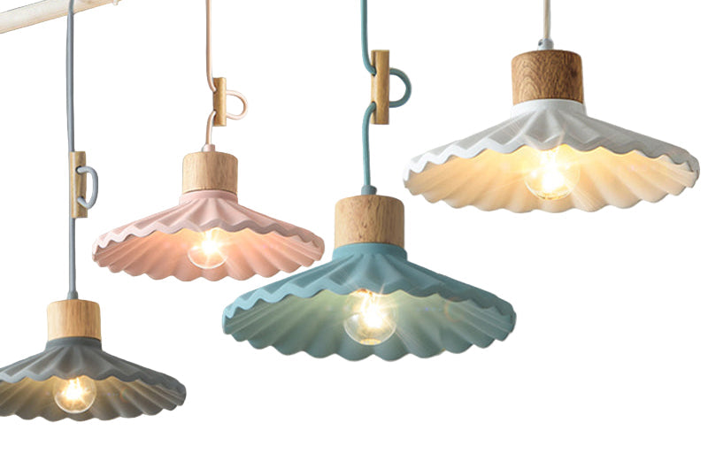 Modern Mini Colorful Pendant Light Cement Saucer Shade (6 Colors)