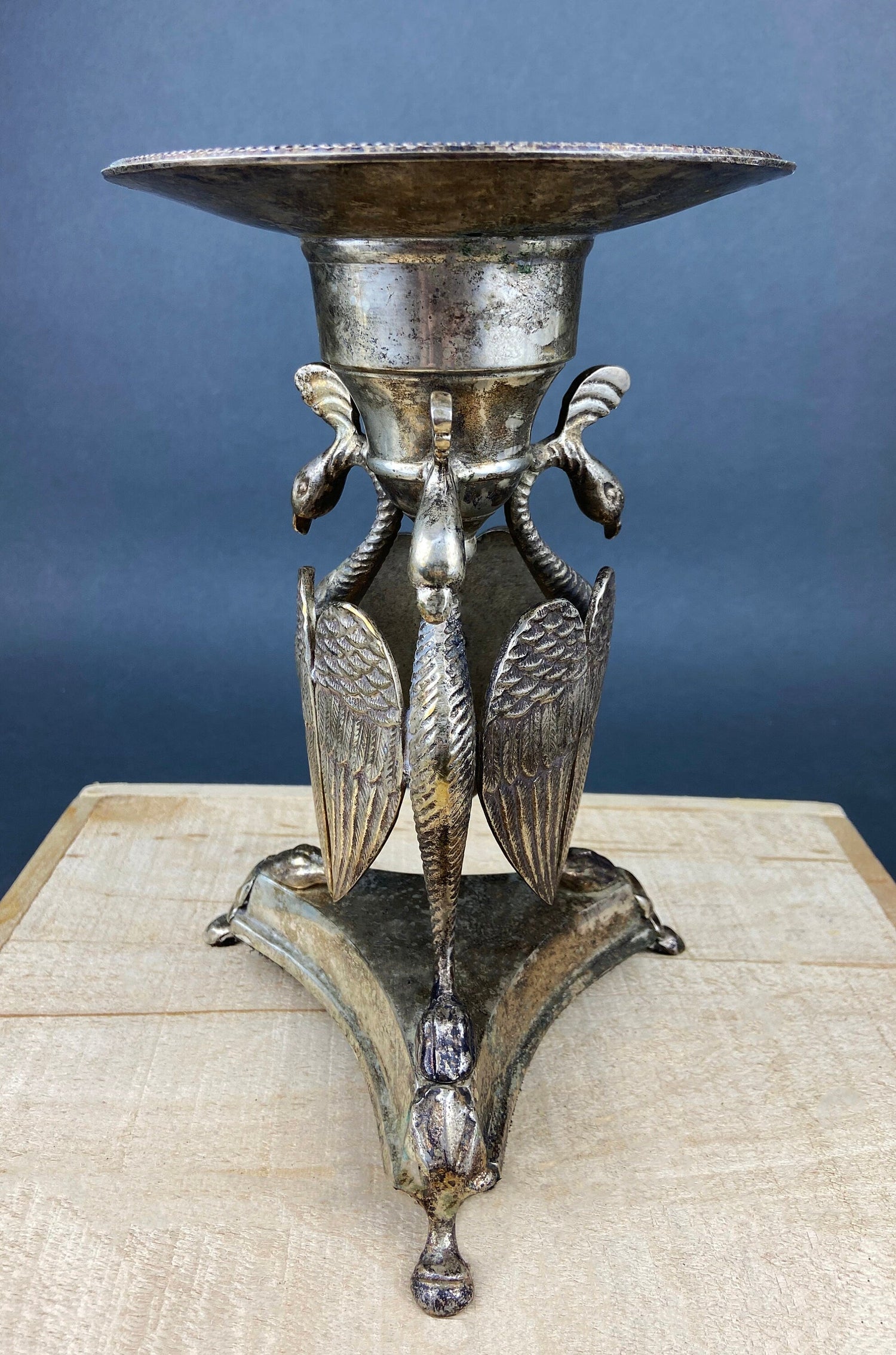 Antique Silver Plated Peacock Candle Holder – Ornate Pillar Stand