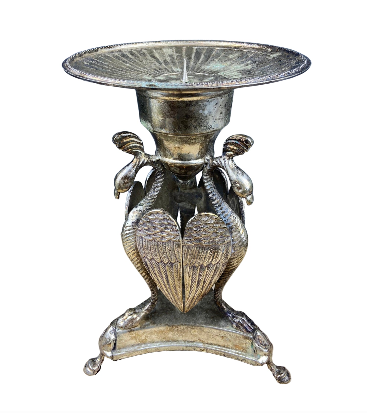 Antique Silver Plated Peacock Candle Holder – Ornate Pillar Stand