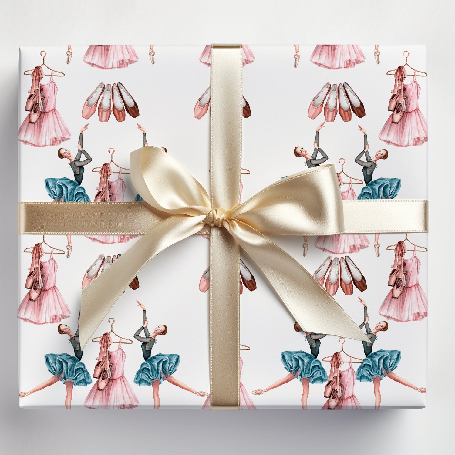 Ballerina Gift Wrap - Teal Tutu  (Sold as Set w/ Gift Tags or Separately)