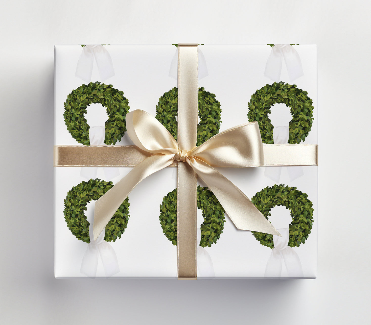 Boxwood Wreath Printed Wrapping Paper  (Sold as Set w/ Gift Tags or Separately)