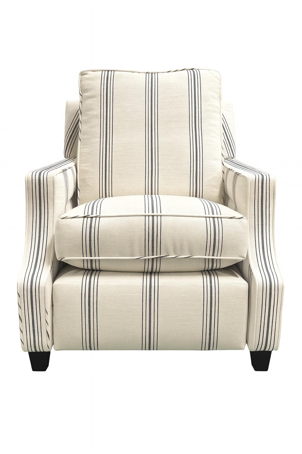 Power Wallhugger Recliner in Ivory and Black Striped Performance Fabric