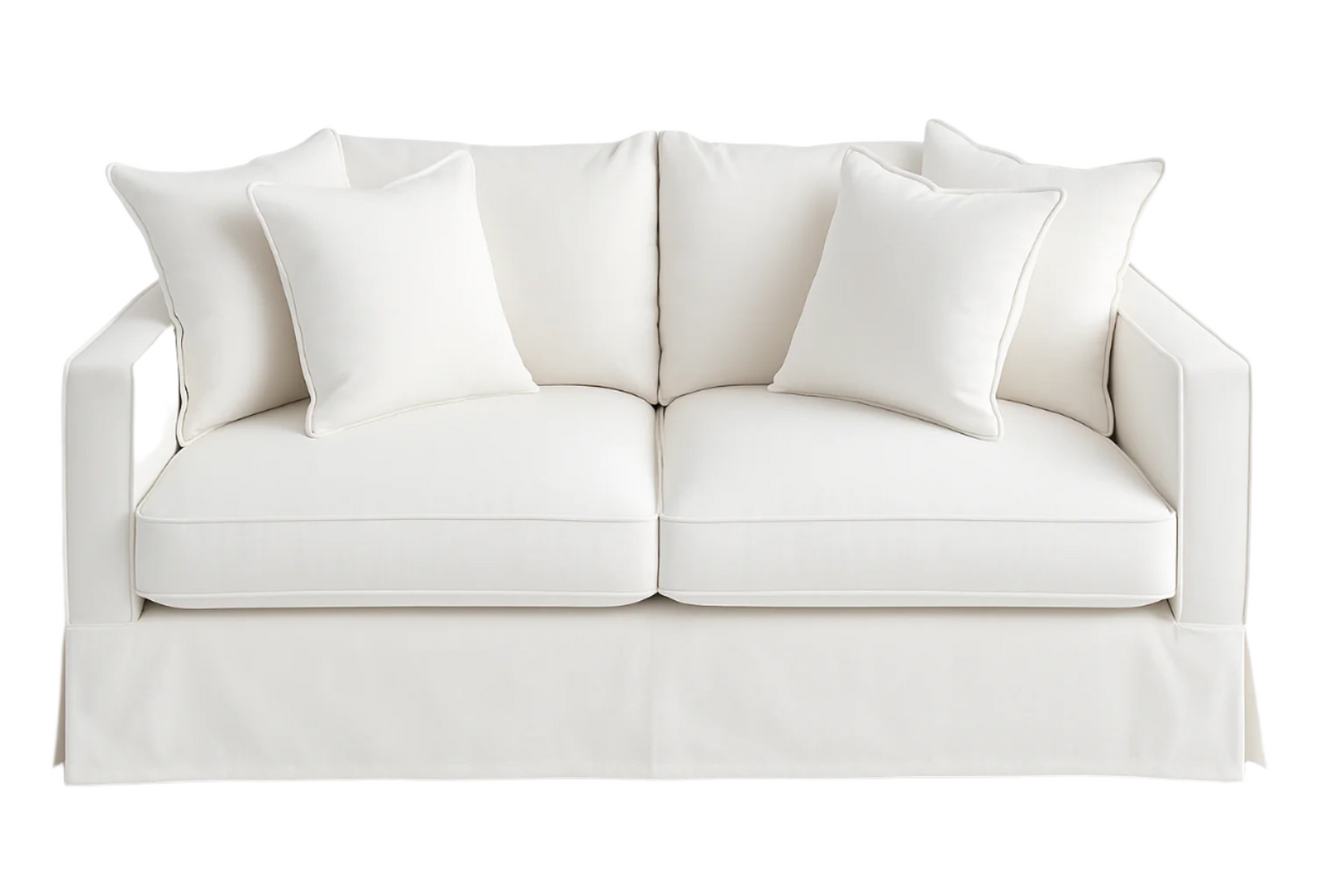 Grande 2-Seat Tailored Slipcovered Sofa in White Performance Fabric
