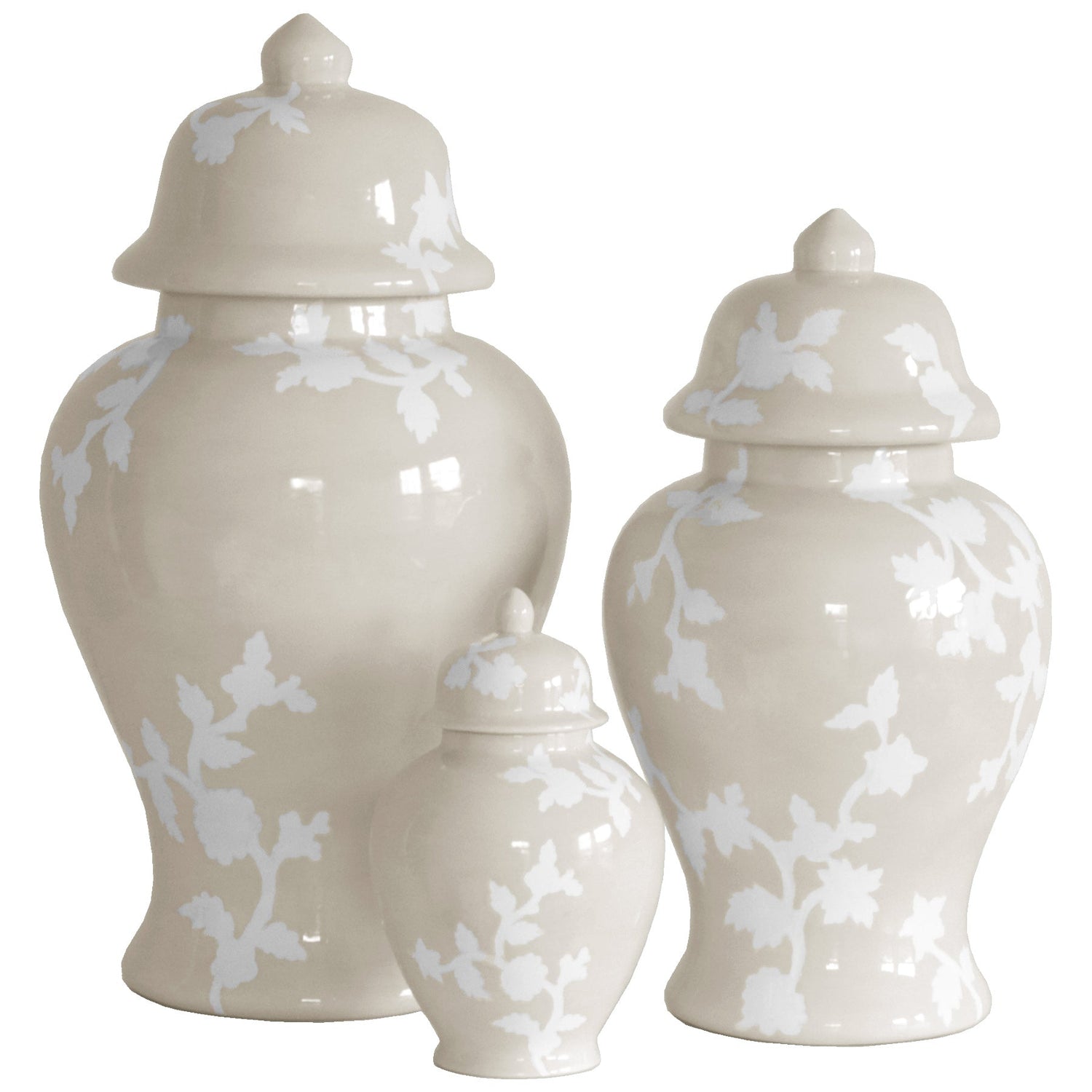 Chinoiserie Dreams Ginger Jars in Beige (Various Sizes)