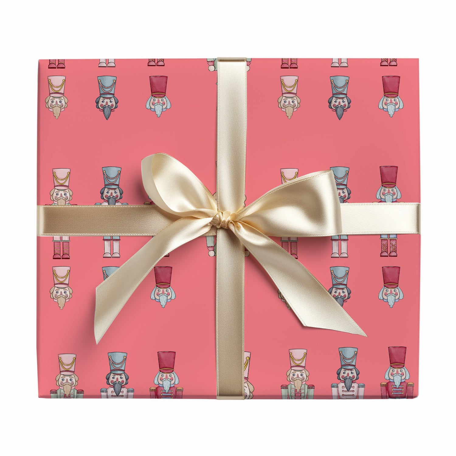 Dark Pink Nutcracker Gift Wrap as Set w/ Gift Tags or