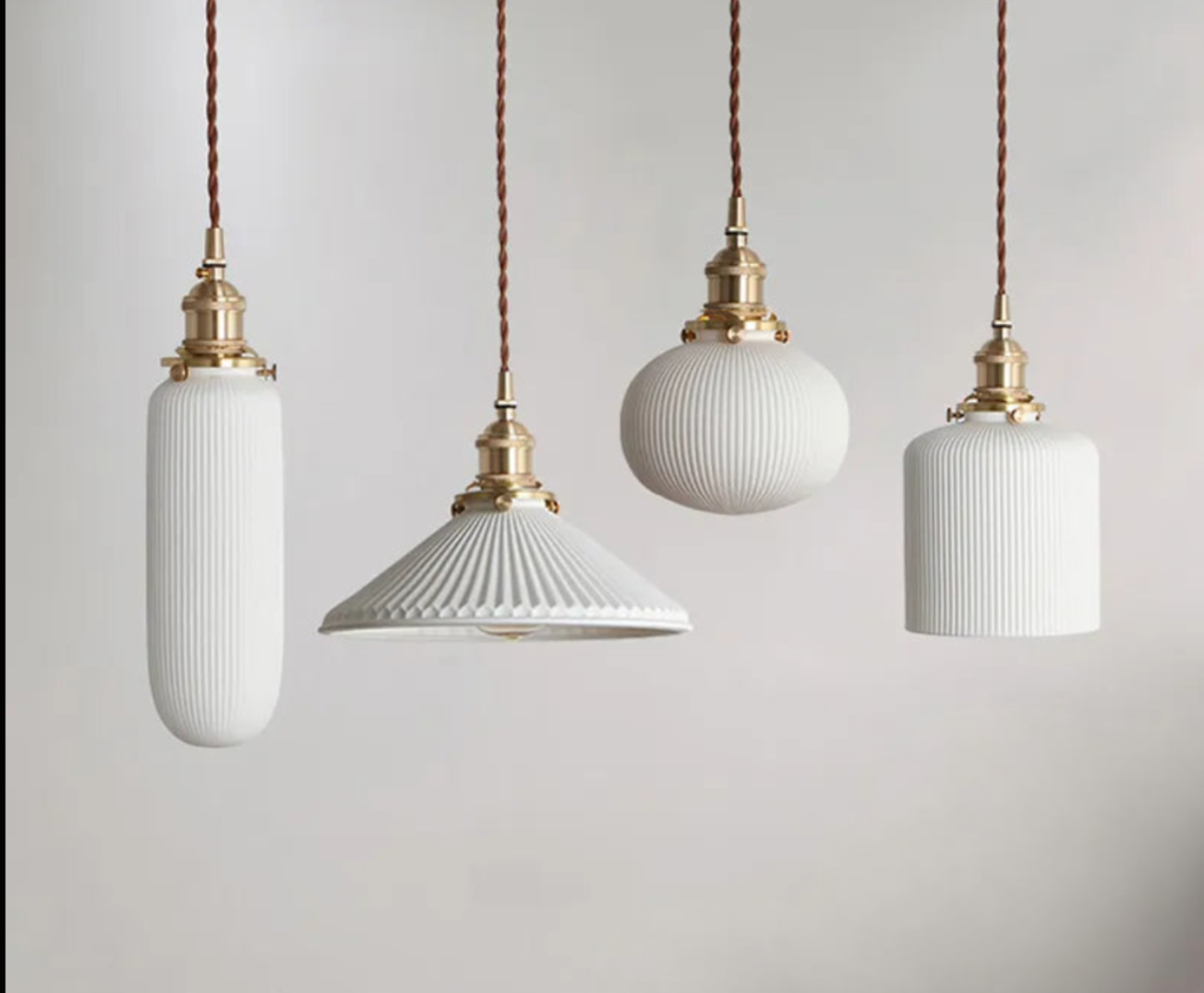 Modern Adjustable Rustic White and Brass Pendant Light (4 Styles)