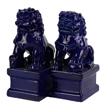 Pair of Foo Dogs -  Indigo