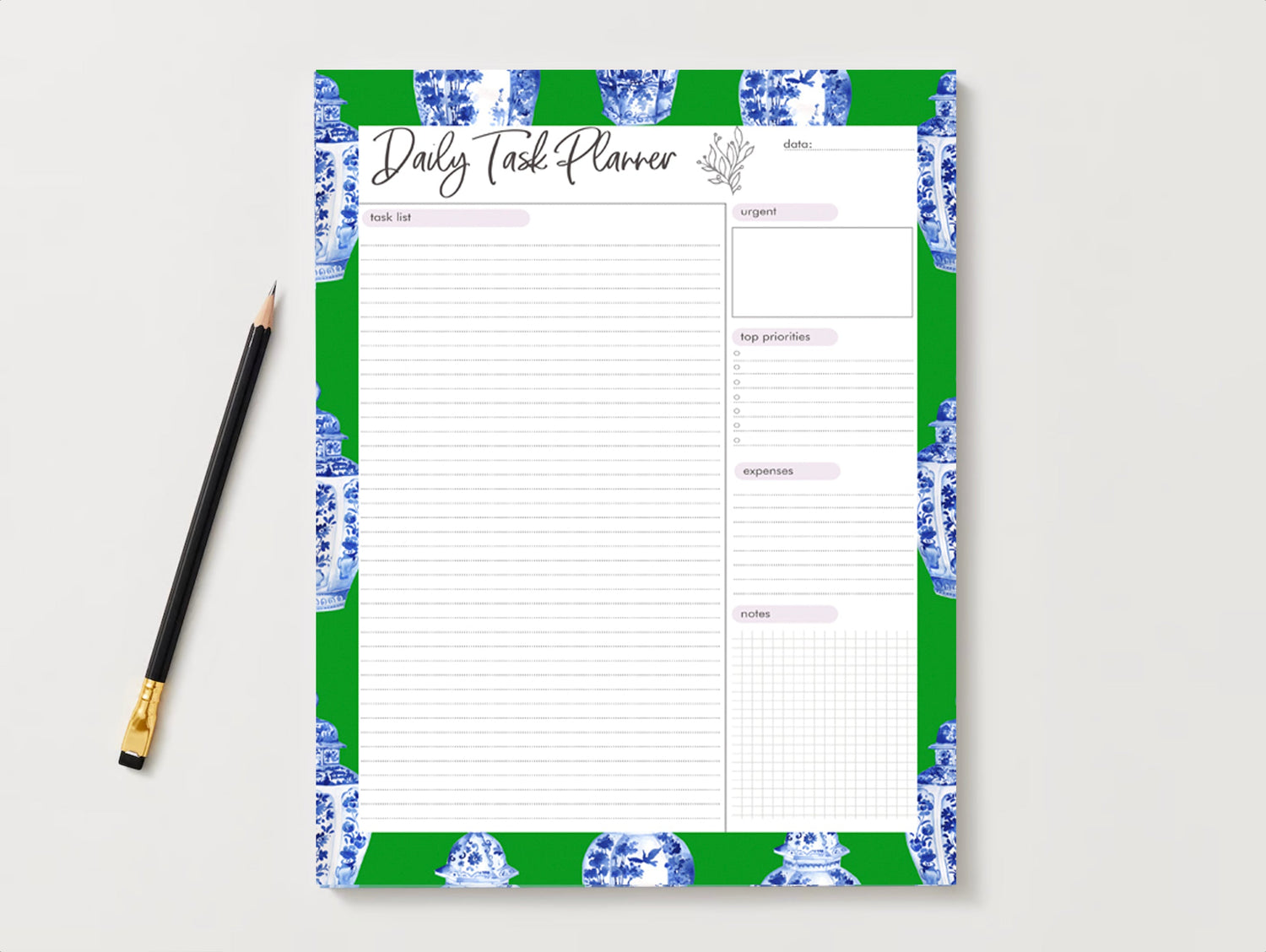 Ginger Jar Daily Planner - Green
