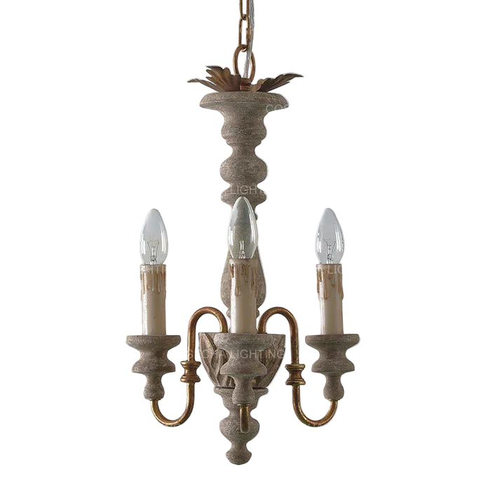 Vintage French Wooden Chandelier