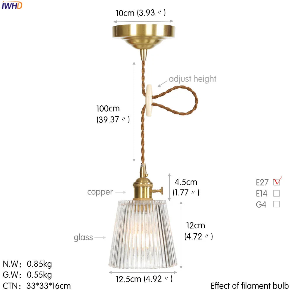 Nordic Glass and Gold Pendant Light (3 Styles)