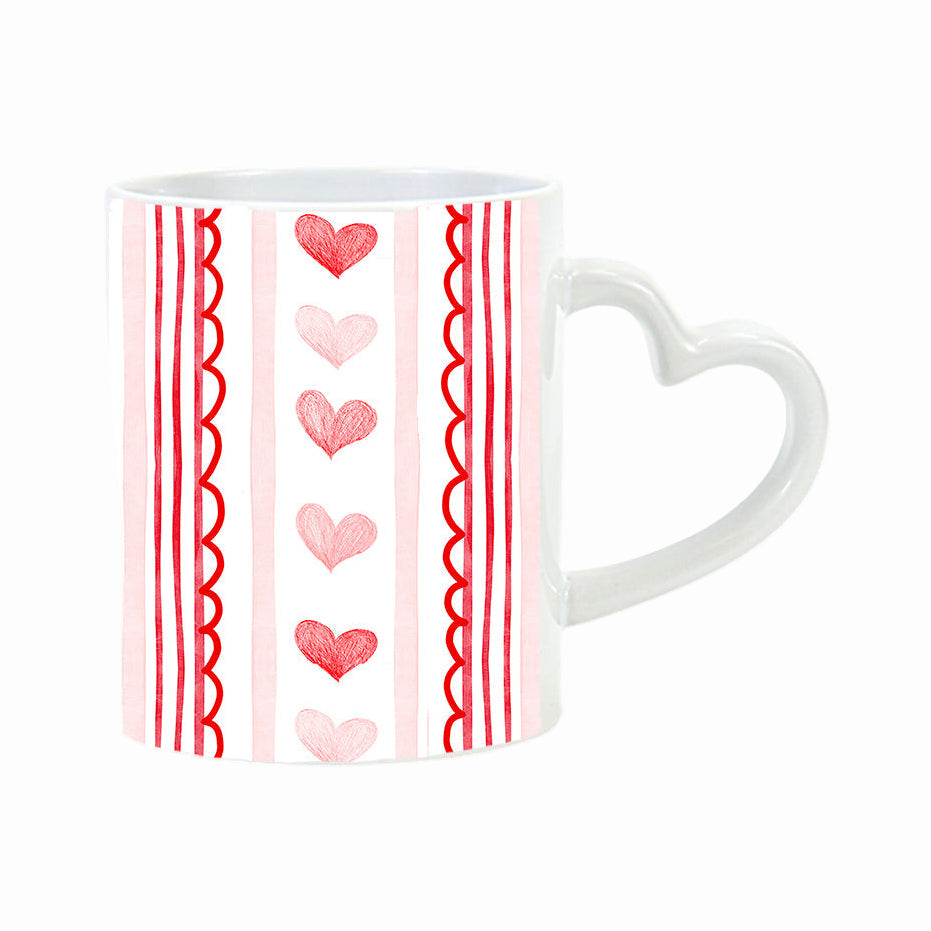 Heart Handle Mug – Red & Pink Hearts