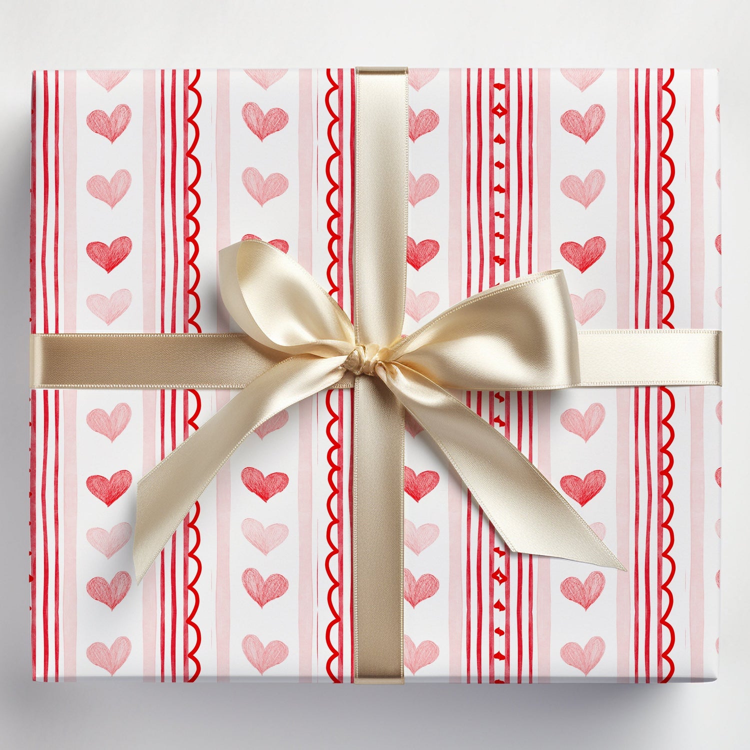 Hearts & Stripes Gift Wrap (Sold as Set w/ Gift Tags or Sold Separately)