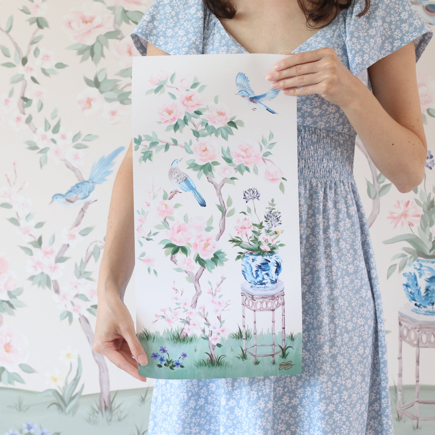 June – Ivory Chinoiserie Fine Art Print on Paper (Various Sizes)