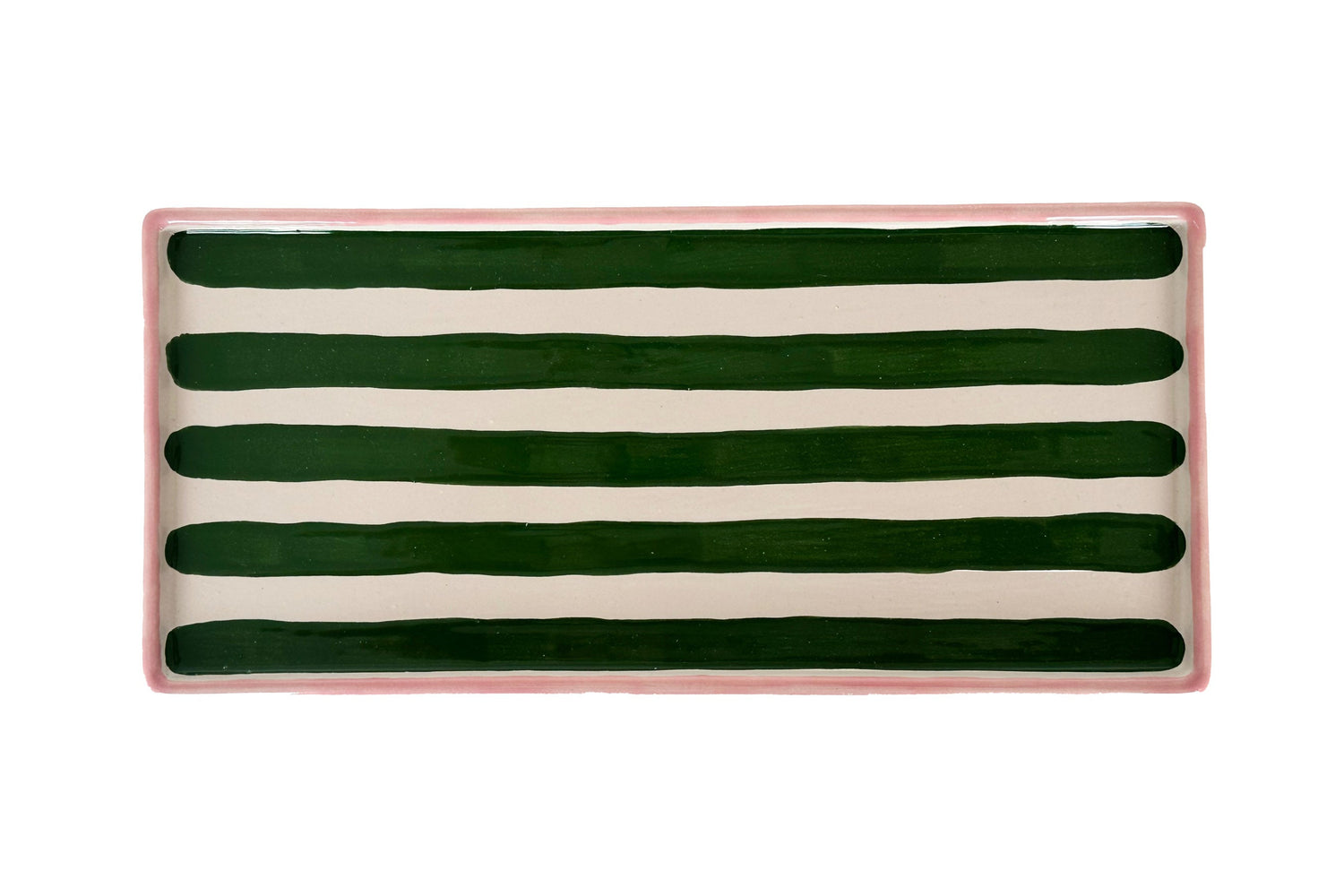 Striped Low Profile Tray in Pink & Green