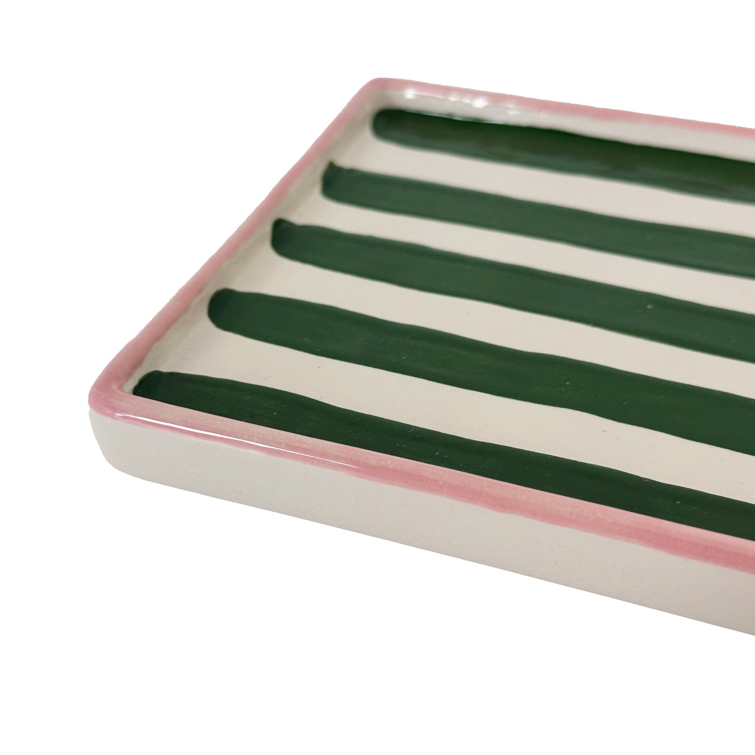 Striped Low Profile Tray in Pink & Green