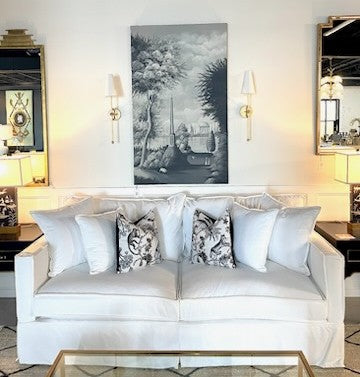 Grande 2-Seat Tailored Slipcovered Sofa in White Performance Fabric