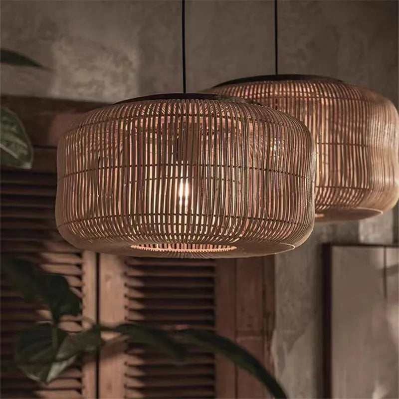 Wabi-Sabi Vintage Rattan Pendant Light (Variety of Styles and Colors)