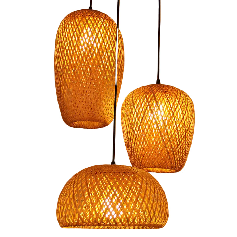 Bamboo Rattan LED Pendant Lamp Handwoven Natural Design (Various Styles, Colors and Sizes)