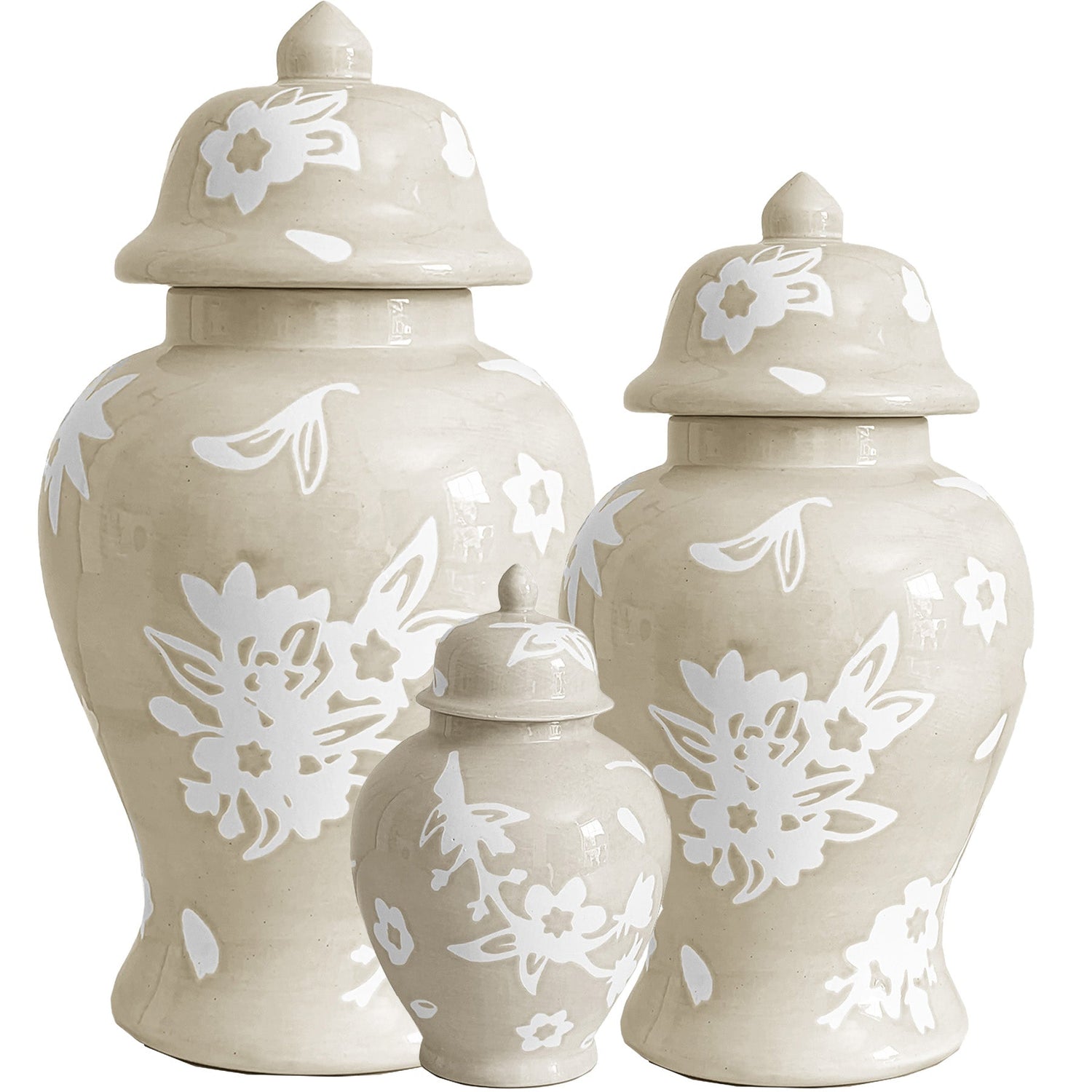 Sakura Ginger Jars in Beige (Various Sizes)