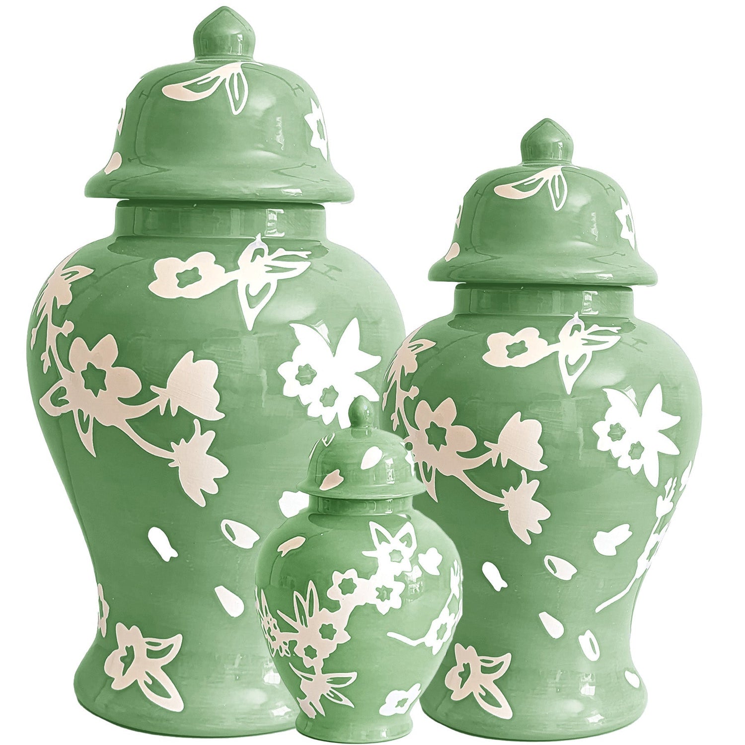 Sakura Ginger Jars in Cabbage Patch Green (Various Sizes)