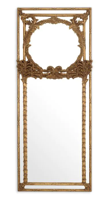 Hand-Carved Mahogany Floor Mirror