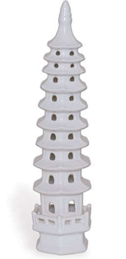 Tall Cream Glazed Porcelain Pagoda