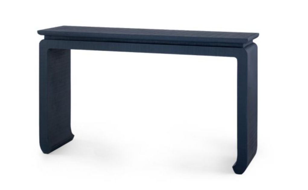 Lacquered Linen Console with Curved Chow Feet