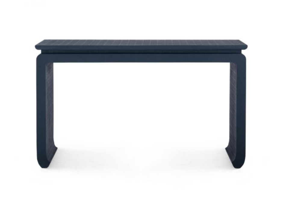 Lacquered Linen Console with Curved Chow Feet