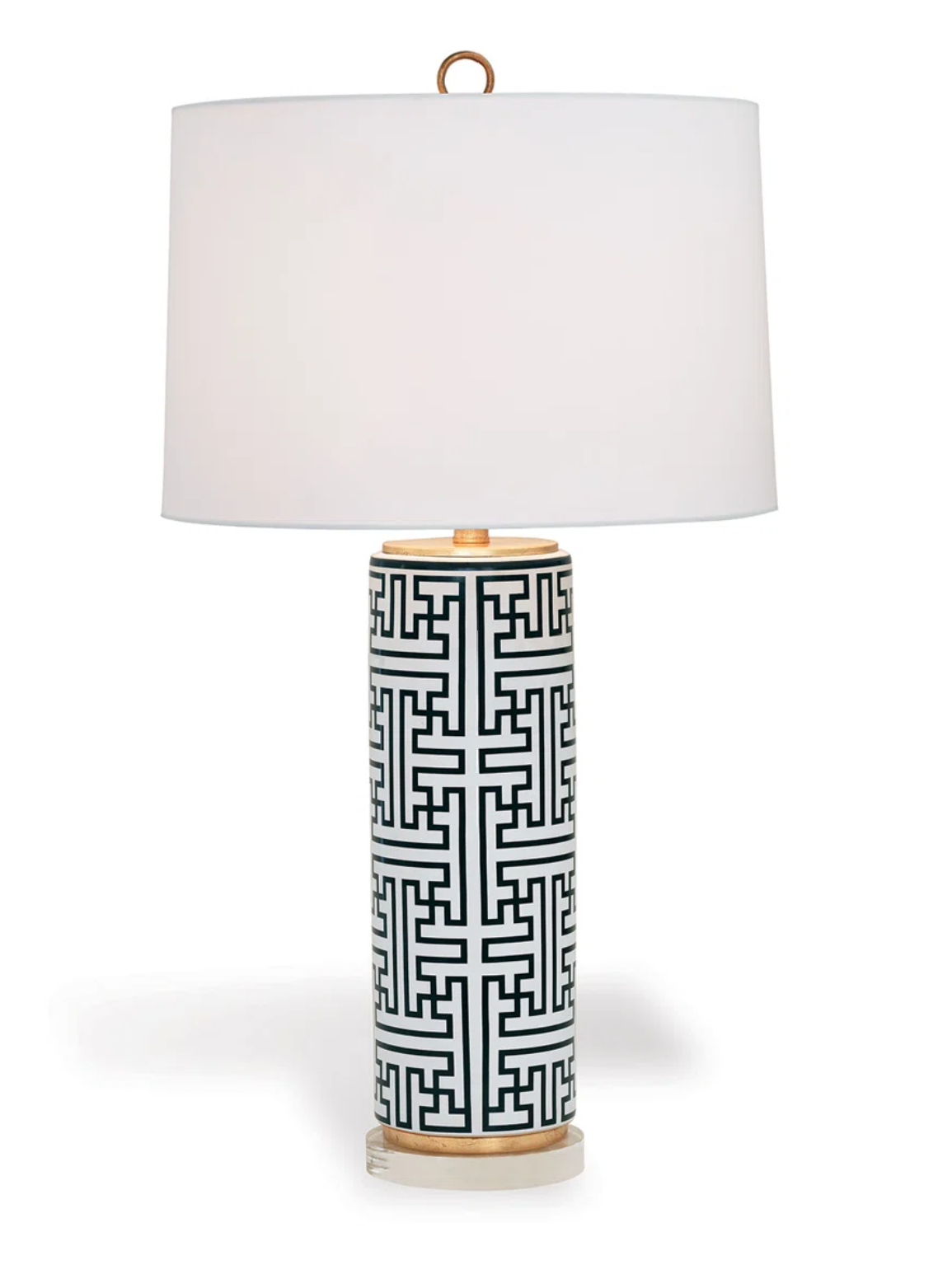Geometric Porcelain Table Lamp with Gold Leaf Accent