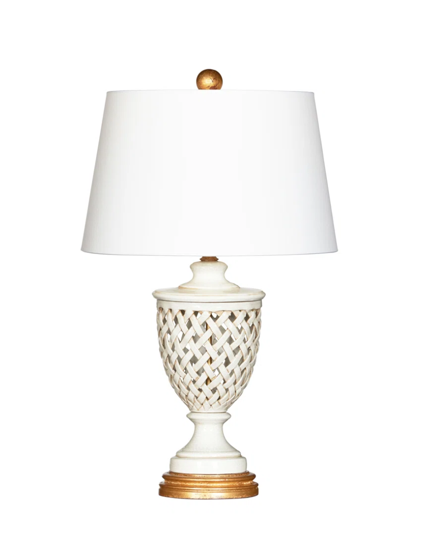 Italian Basketweave Ceramic Table Lamp