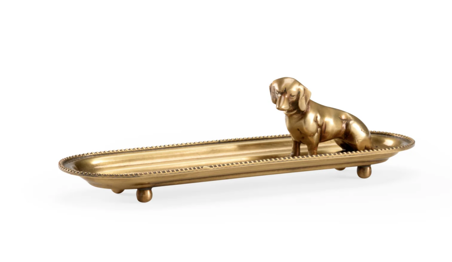 Antique Brass Dog Coin Tray – Decorative Accent Dish
