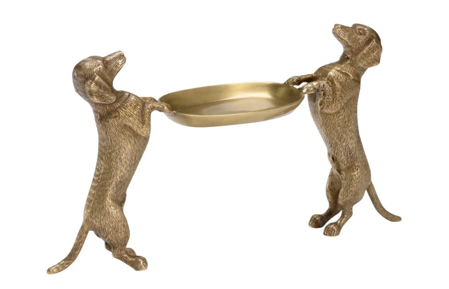 Antique Brass Dachshund Dogs Holding Tray