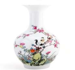 Colorful Chinese Flower & Bird Ceramic Vase
