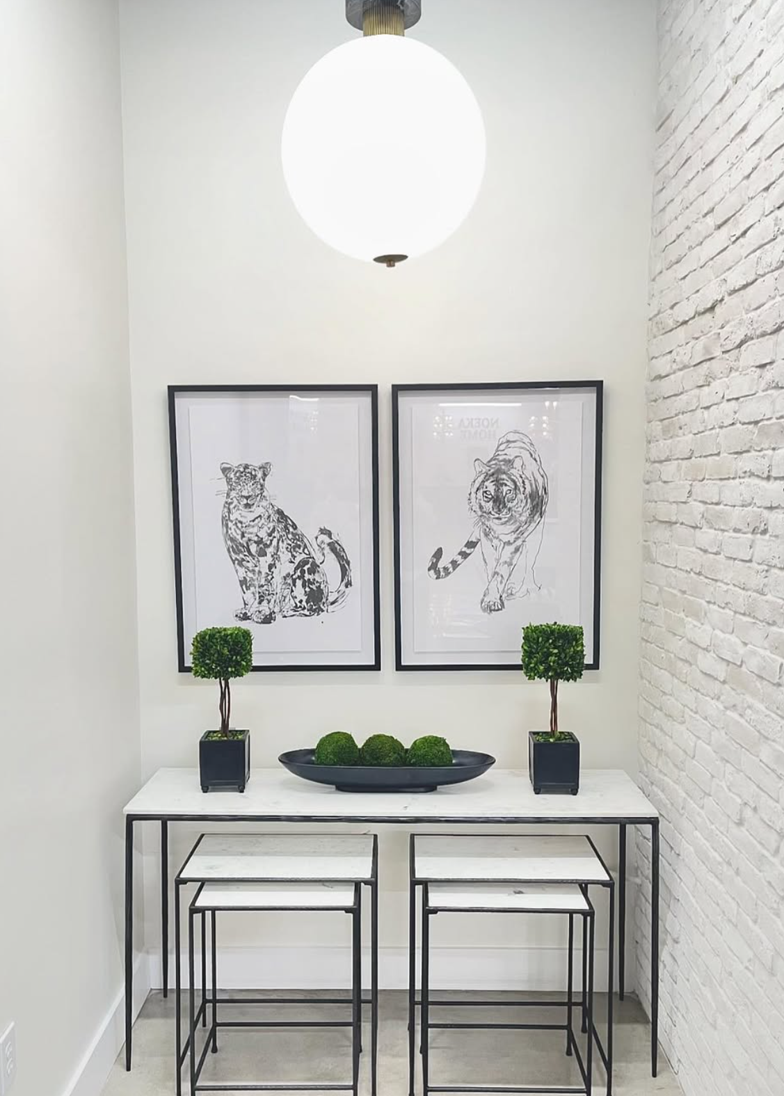Pair of Wild Cat Art Prints in Black Frame