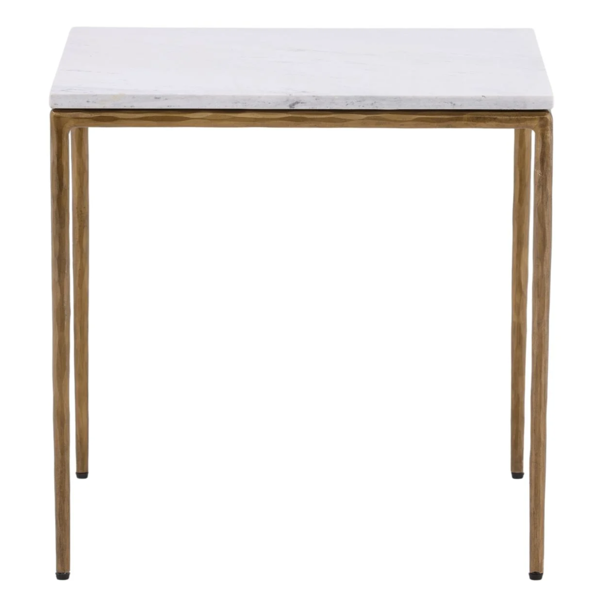 Forged Brass Iron Side Table with White Marble Top