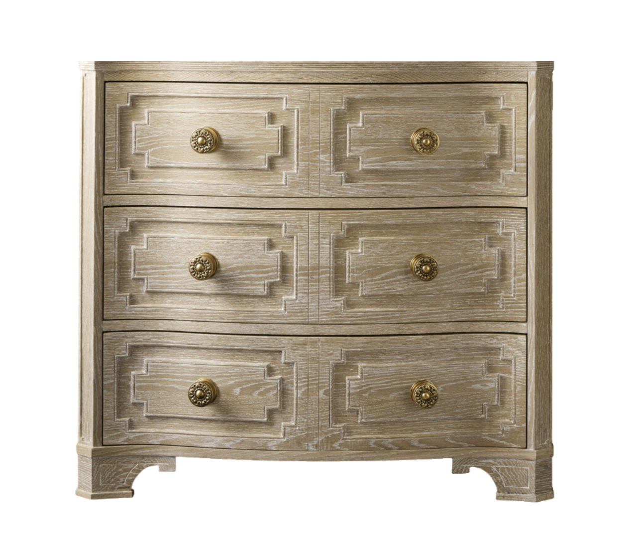 Bleached Oak Chest with Solid Brass Handles
