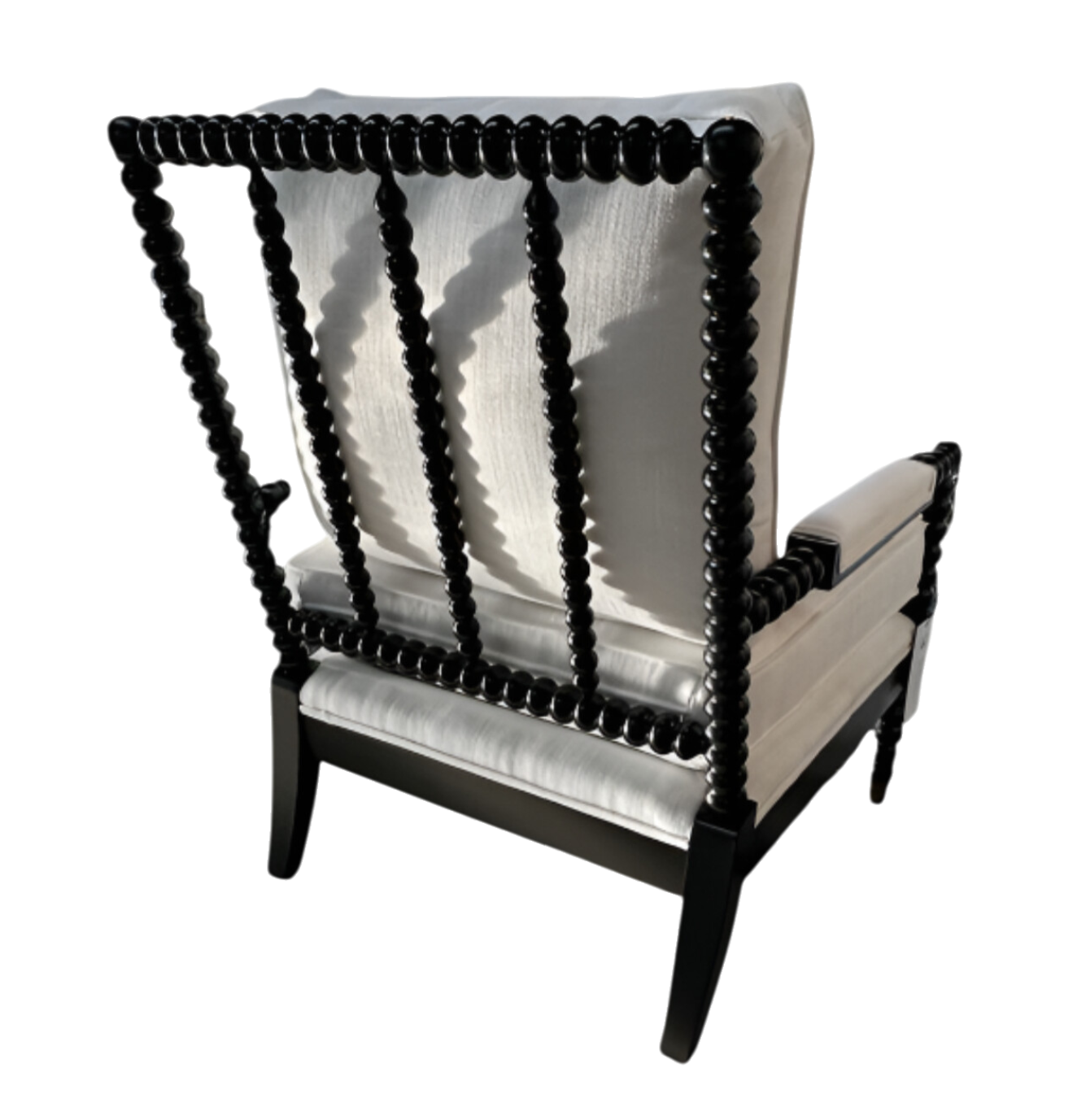 Black Frame Occasional Chair with White Performance Upholstery & Picture Box Trim