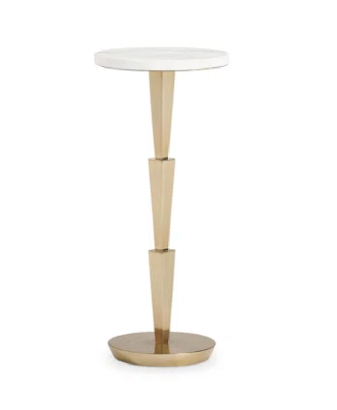 Art Deco Marble Drink Table with Brass Base