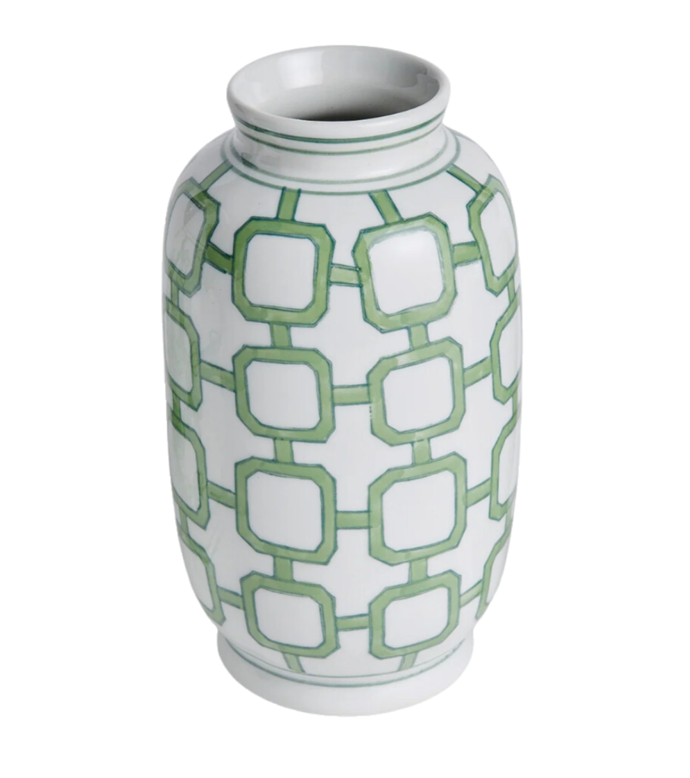 Imperial Green and White Link Bud Vase