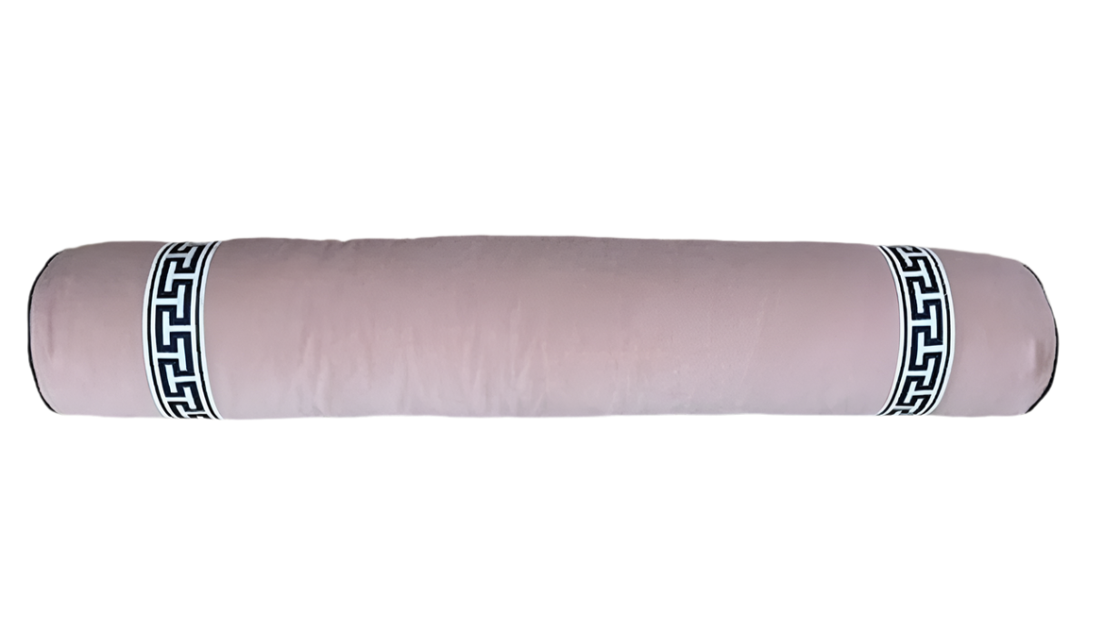NH Mandeville Collection Blush & Navy Trim Bolster Pillow 8"x48"