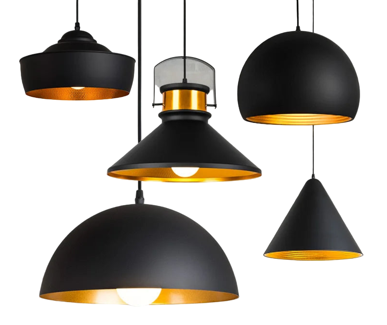 Nordic Retro Industrial Black Pendant Lamp Restaurant Bar Decor (Various Styles)