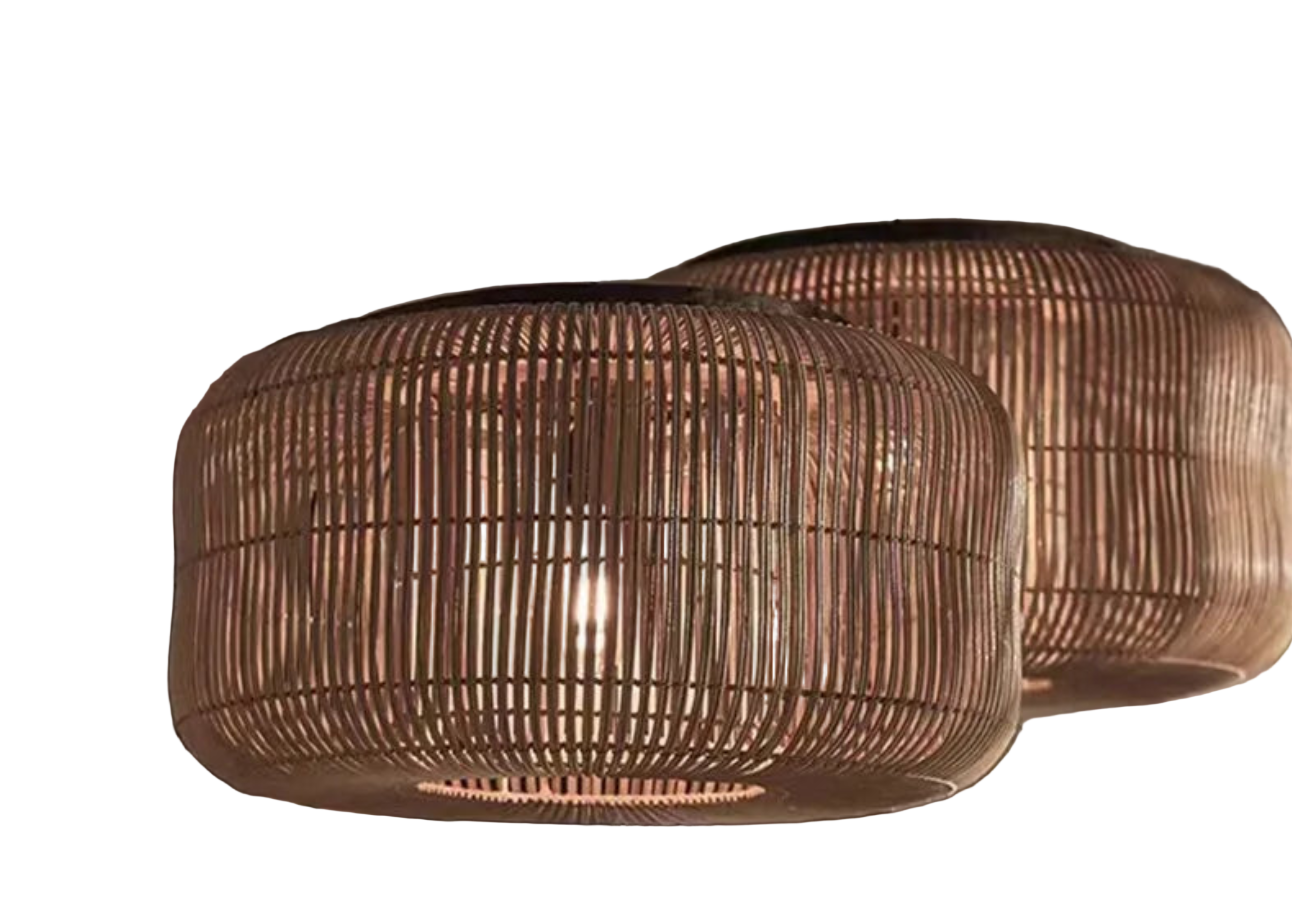 Wabi-Sabi Vintage Rattan Pendant Light (Variety of Styles and Colors)