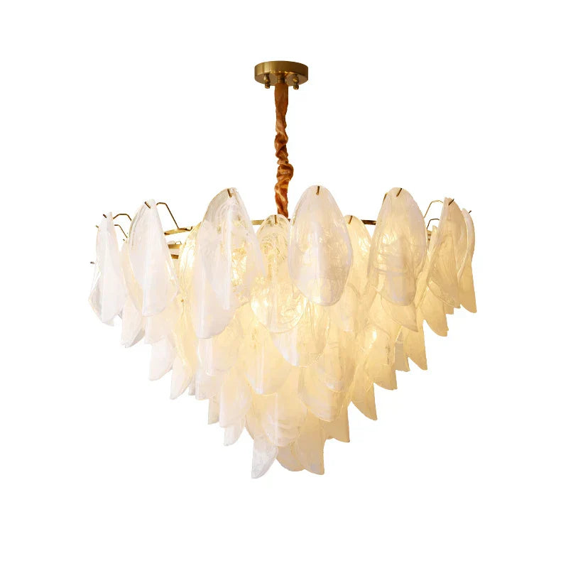 French Luxury Pendant Lamp Retro Glass Feather Design (Various Sizes)